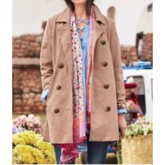 Sundance Women's Fielding Cloth Trench Rain Coat Wheat Tan Size Extra Large EUC - Picture 1 of 11